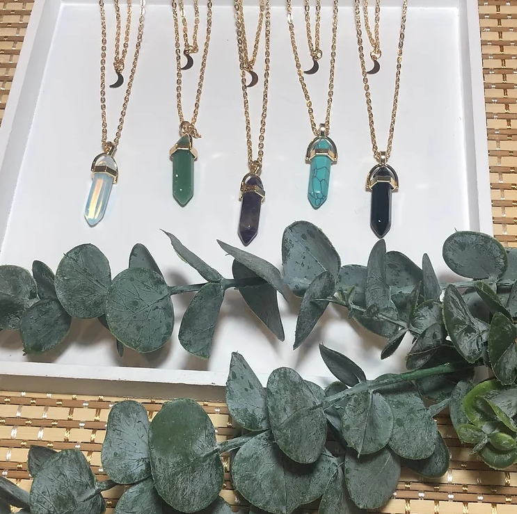 Healing Point and Moon Pendant Necklace
